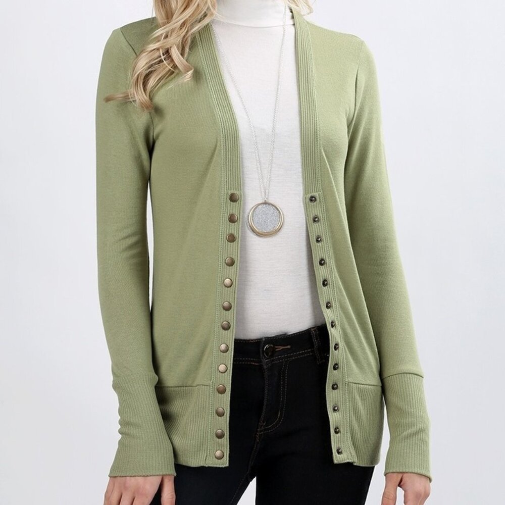 Sage Button Up Cardigan